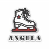 Sticker Red Ice-Skating Star Patinage Girl's Name Girly mi (Devant)