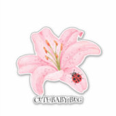 Sticker Red Ladybug rose Lily Flower nom personnalisé fill (Devant)