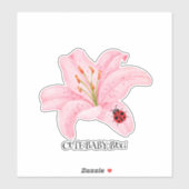 Sticker Red Ladybug rose Lily Flower nom personnalisé fill (Feuille)