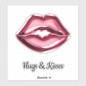 Sticker Red Lips Kiss Hearts (Feuille)