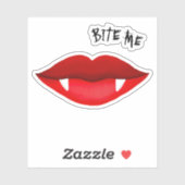 Sticker Red Lips & Vampire Fangs Bite Me (Feuille)