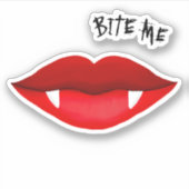 Sticker Red Lips & Vampire Fangs Bite Me (Devant)