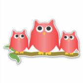 Sticker Red Owls Design (Devant)