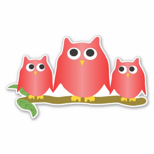 Sticker Red Owls Design (Devant)