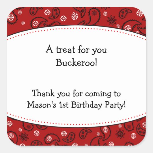 Sticker Red Paisley Favker Cowboy Étiquette occide (Devant)