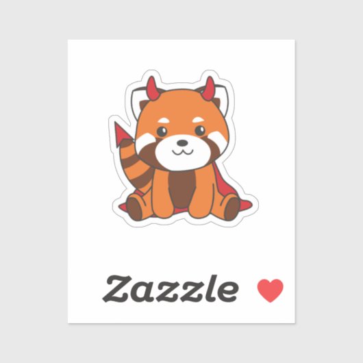 Sticker Red Panda Halloween Cute Devil Witch Costume (Feuille)