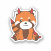 Sticker Red Panda Halloween Cute Devil Witch Costume (Recto)