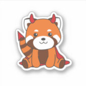 Sticker Red Panda Halloween Cute Devil Witch Costume (Devant)