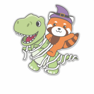 Sticker Red Panda Halloween Happy T-rex costume maman