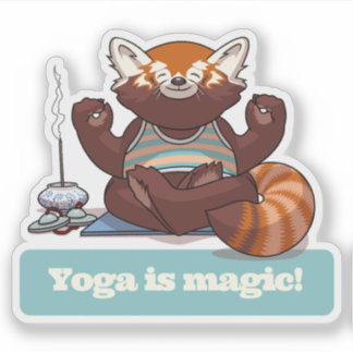 Sticker Red Panda Yoga Is Magic! Animal Meditation Artwork