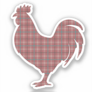 Sticker Red Plaid Rooster