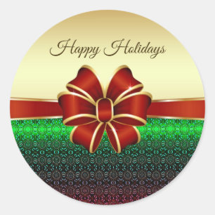 Sticker Red Ribbon Gold Holiday