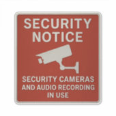 Sticker Red Security Notice Sign – Surveillance Cameras (Devant)