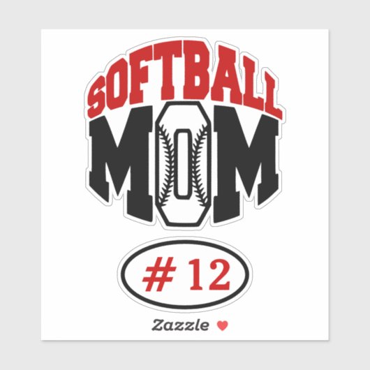 Sticker Red Softball Maman Contour (Feuille)
