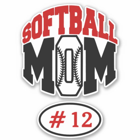 Sticker Red Softball Maman Contour (Devant)