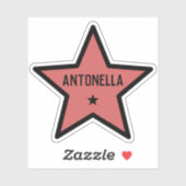 Sticker Red Star Shape Outline Simple Cool Nom personnalis (Feuille)