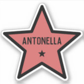 Sticker Red Star Shape Outline Simple Cool Nom personnalis (Devant)