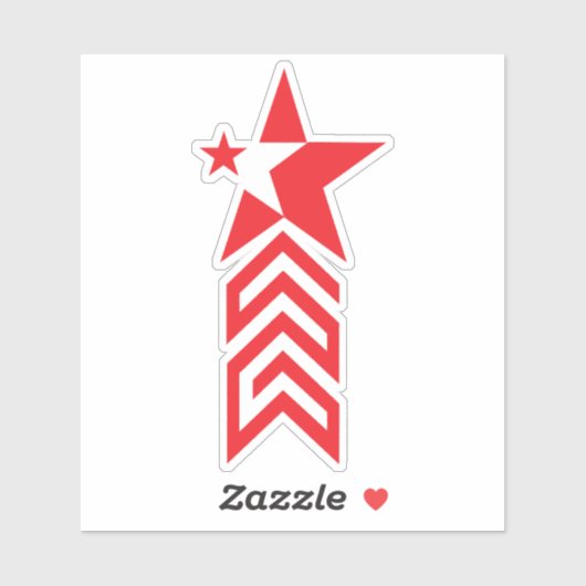 Sticker Red Star with Chevron Arrows (Feuille)