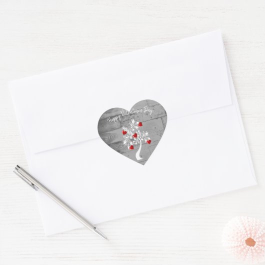 Sticker Red Valentine Hearts Tree (Enveloppe)