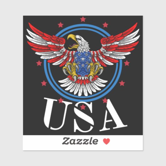 Sticker Red White et Blue Bald Eagle USA Patriotique (Feuille)