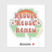 Sticker Réduire la réutilisation Renouveler les années 70  (Feuille)