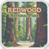 Sticker Redwood National Park California Tree Retro (Devant)