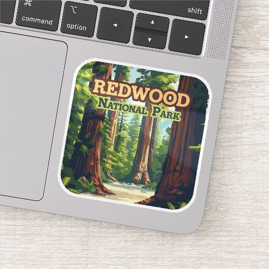 Sticker Redwood National Park California Tree Retro (Détail)
