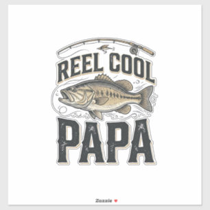Sticker Reel Cool Papa Conception De Vecteur De Pêche Vint