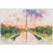 Sticker Reflet du monument de Washington à l'aquarelle au (Devant)
