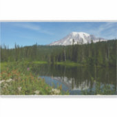 Sticker Réflexion du lac Rainier avec Fleurs sauvages (Devant)