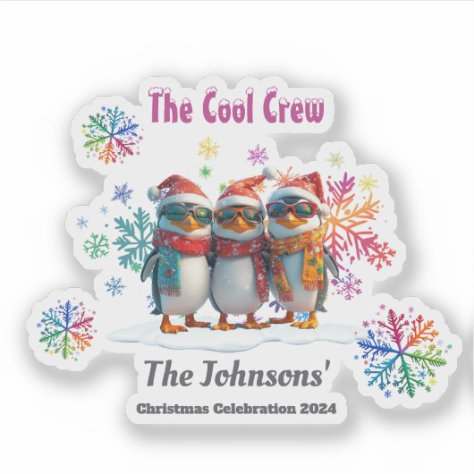 Sticker Refroidissez avec l'équipage le plus froid à Noël (Devant)