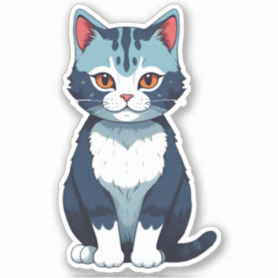 Sticker Regard ensorcelant de chat bleu