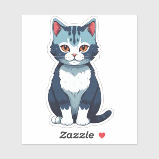Sticker Regard ensorcelant de chat bleu (Feuille)