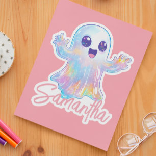 Sticker Regard fantôme holographique Halloween personnalis