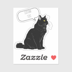 Sticker Regard lumineux : Chat noir Fluffy personnalisé