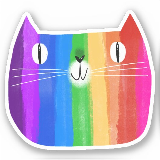 Sticker regenboogkat (Voorkant)