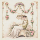 Sticker Regency Rose Garden Reading Lady (Devant)