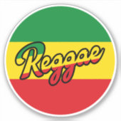Sticker Reggae Musique avec couleurs du drapeau reggae (Devant)