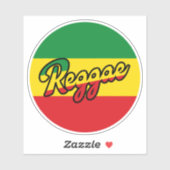 Sticker Reggae Musique avec couleurs du drapeau reggae (Feuille)