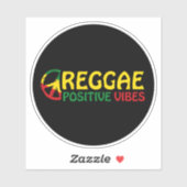 Sticker Reggae Musique avec des vibes positives et drapeau (Feuille)