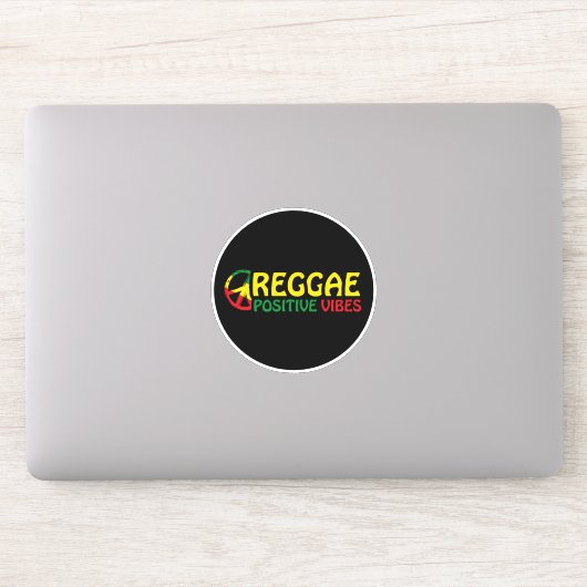 Sticker Reggae Musique avec des vibes positives et drapeau (Ordinateur)