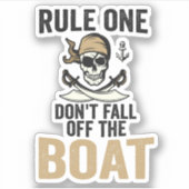 Sticker Règle 1 Ne tombez pas du bateau drôle (Devant)