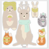 Sticker Regroupé Pour Les Animaux D'Hiver Mignonne Salle B (Feuille)