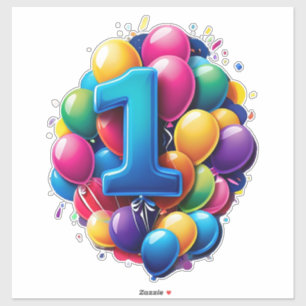 Sticker Regroupement de ballons vibrant avec grand numéro 