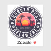 Sticker Rehoboth Beach Delaware Retro Sunset Souvenirs les (Feuille)