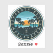Sticker Rehoboth Beach Delaware Sunset Retro Souvenir 80s (Feuille)