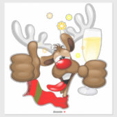 Sticker Reindeer Drunk Funny Caractère de Noël (Feuille)
