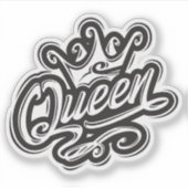 Sticker Reine avec couronne, conception de la typographie (Devant)