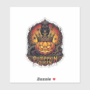 Sticker Reine Citrouille Halloween Hibou Araignée Chat Noi