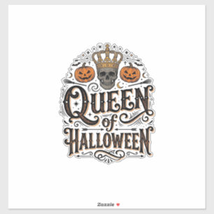 Sticker Reine de Halloween Vintage Crâne Chemise Citrouill